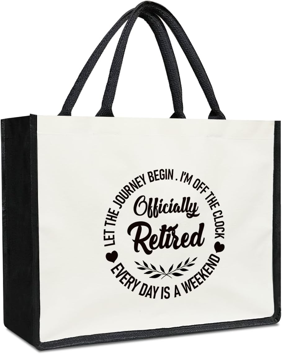 Happy Retirement Canvas Tote Bag, Retirement Gifts for Women Grandma Mom Coworker Mother’s Day Gifts for Women Reusable Grocery Beach Shopping Bags -18