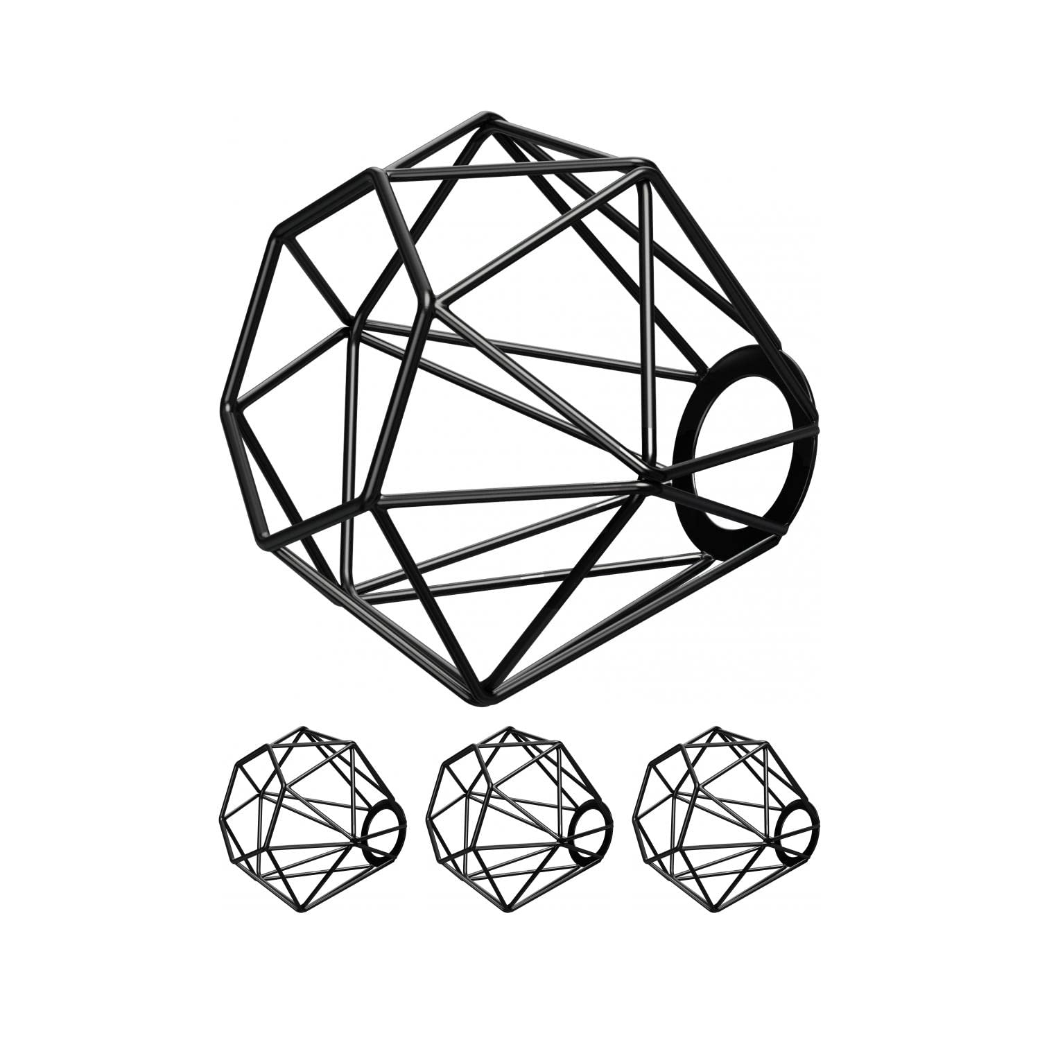 ledscom.de Cage lampshade, black, 155 mm Ø, 4pcs.