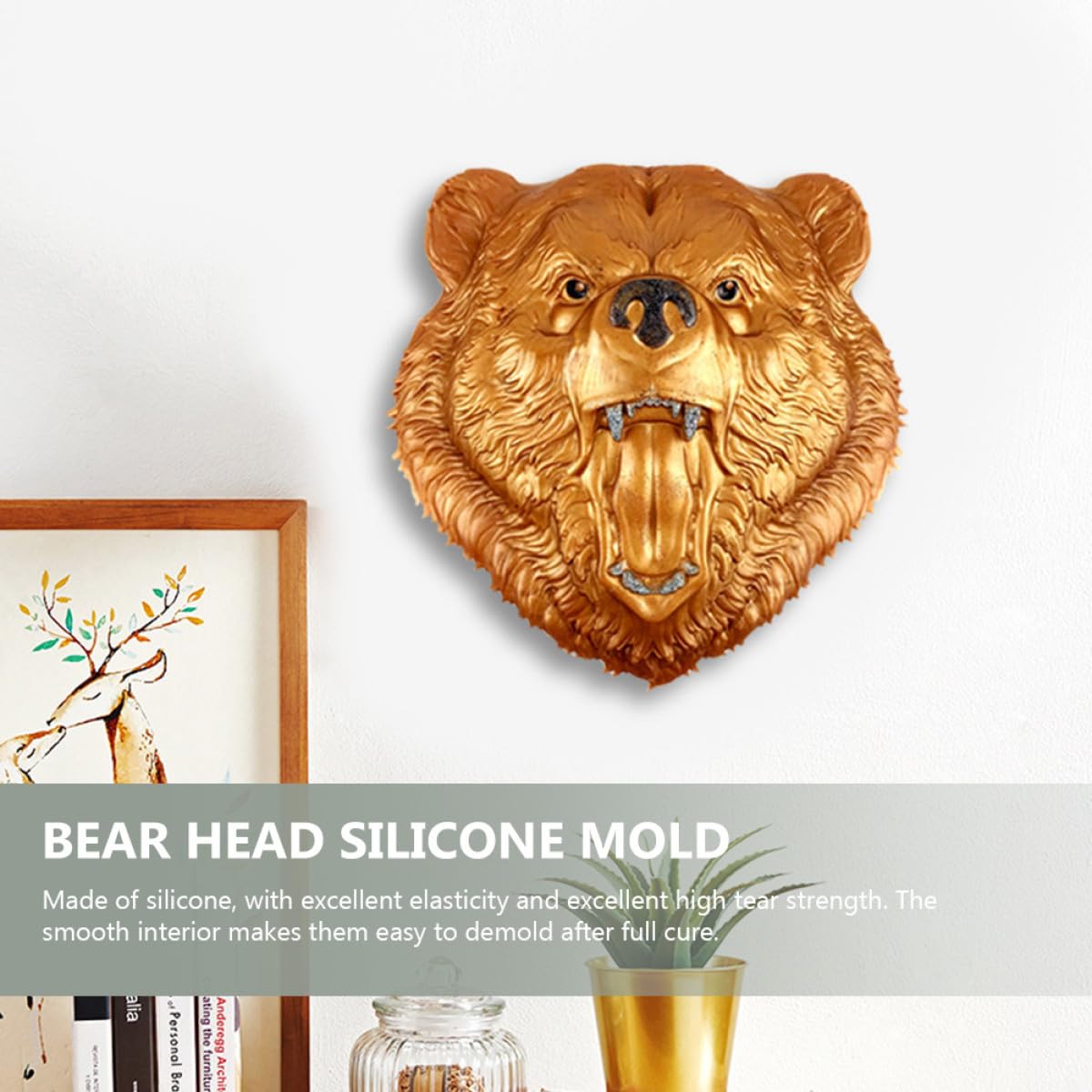 Zerodeko Molde de Silicona 3d para Manualidades DIY Cabeza de Oso, Antiadherente, Tamaño Mediano, Molde para Decoración de Escritorio y Adornos Artesanales