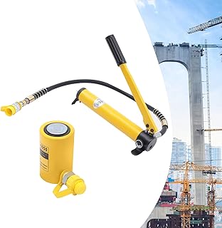 HinLIaDa 10 Ton Hydraulic Jack, Portable Jack Ram Cylinder Short Type Single Acting Lifting Cylinders Low Profile Porta Power Ram Industrial Lifting Jack for Electric Power, Chemical, Steel, Bridge