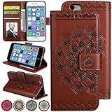 iPhone 5s / iPhone SE Folio Wallet Phone Case Cover, [Stand Video][Card Holder] 4.0inch iPhone5s Flip Leather Case 3D Flower Case for Apple iPhone 5 / iPhone 5s Case - Brown