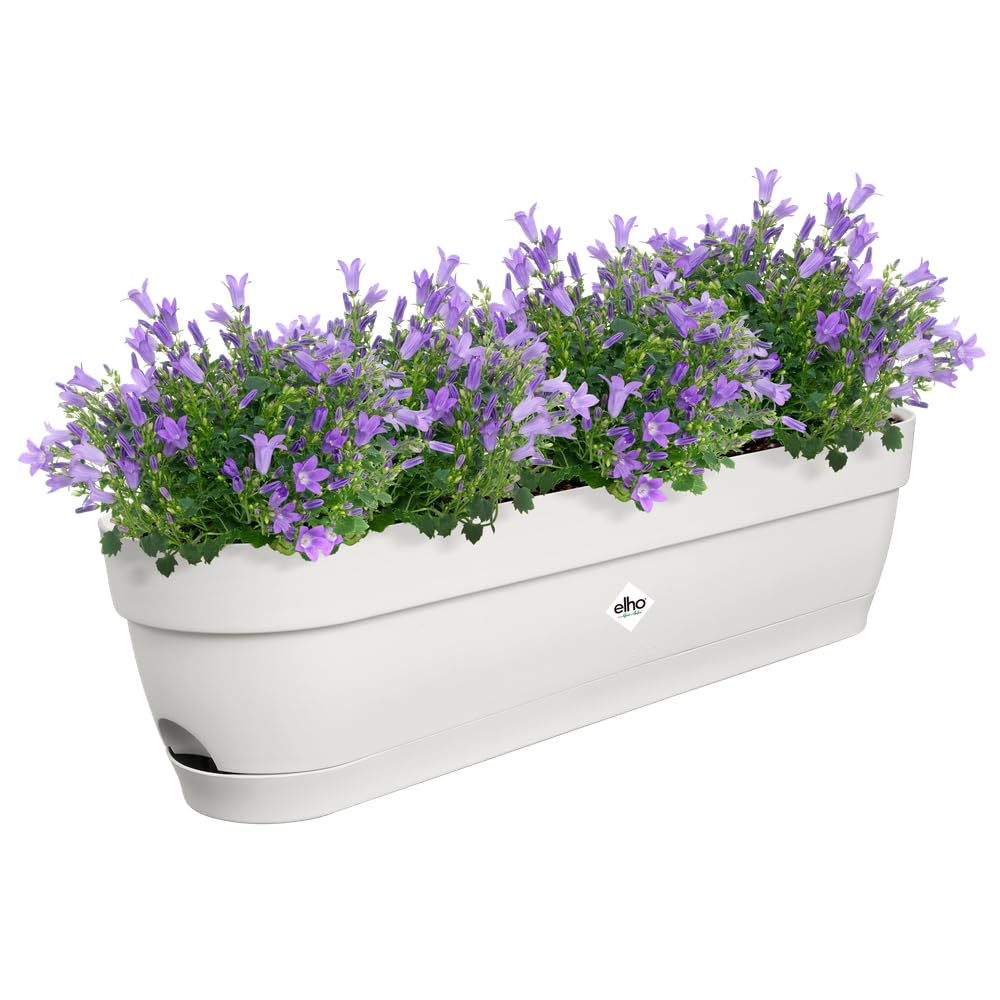 elho Vibia Campana Trough 70 - Planter for Balcony - Ø 69.0 x H 17.0 cm - White/Silky White