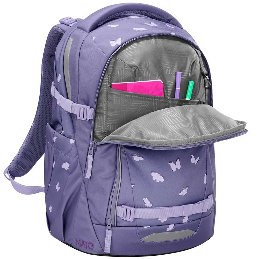 coocazoo MATE Schulranzen-Set 3tlg für Mädchen und Jungen ab der 4. Klasse mit Rucksack. Schlamperetui und Sportbeutel (Reflective Wings)