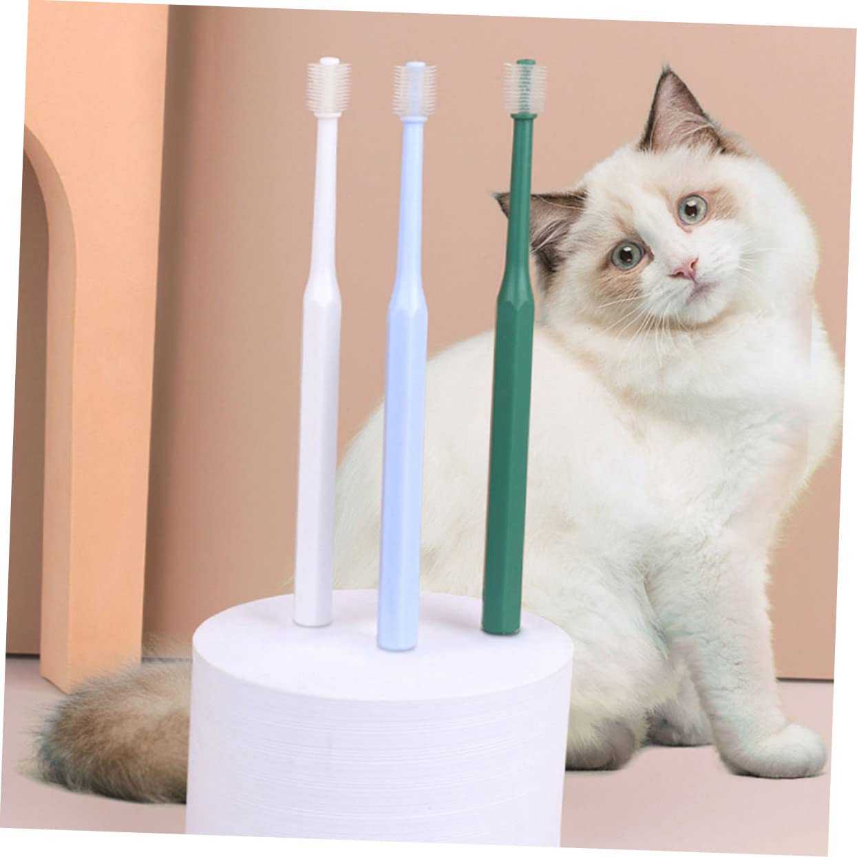 FOMIYES 3 Set Di Spazzolini Da Denti Per Animali Domestici Con Impugnatura Ergonomica Per Cani E Gatti Forniture Per Animali Domestici Portatili Spazzola Per La Pulizia Orale 4 Pezzi*3