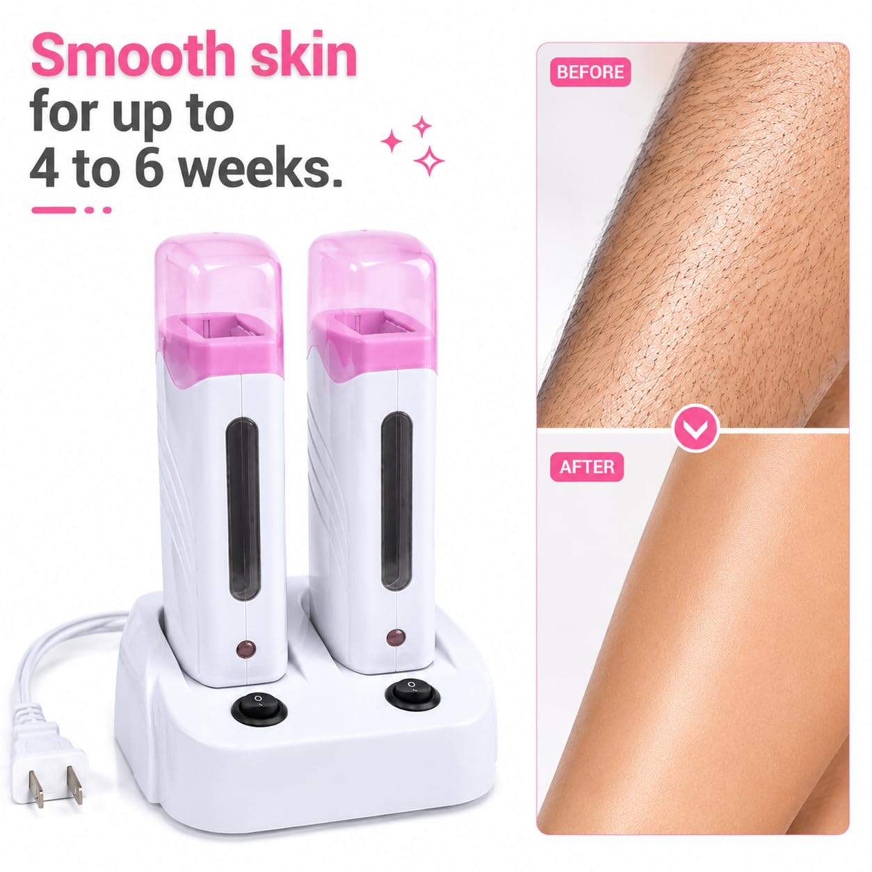 Scaldacera a doppia cartuccia, 110 V, macchina depilatoria professionale per uso domestico e salone, adatto per gambe, braccia, viso, ascelle e linea bikini
