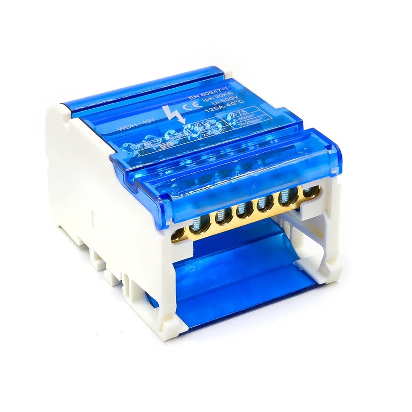 JDOUNFMO (1PCS) WDH-407 DIN Rail Screw Terminal Block, Copper Alloy Compact Electrical Connector for C45/DZ47 Breakers
