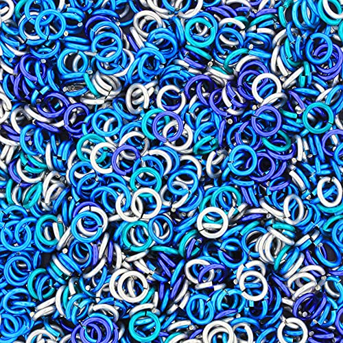 Weave Got Maille 18 AWG Moody Blue Anodized Aluminum Jump Ring Mix - 1 Ounce (3.5mm ID)