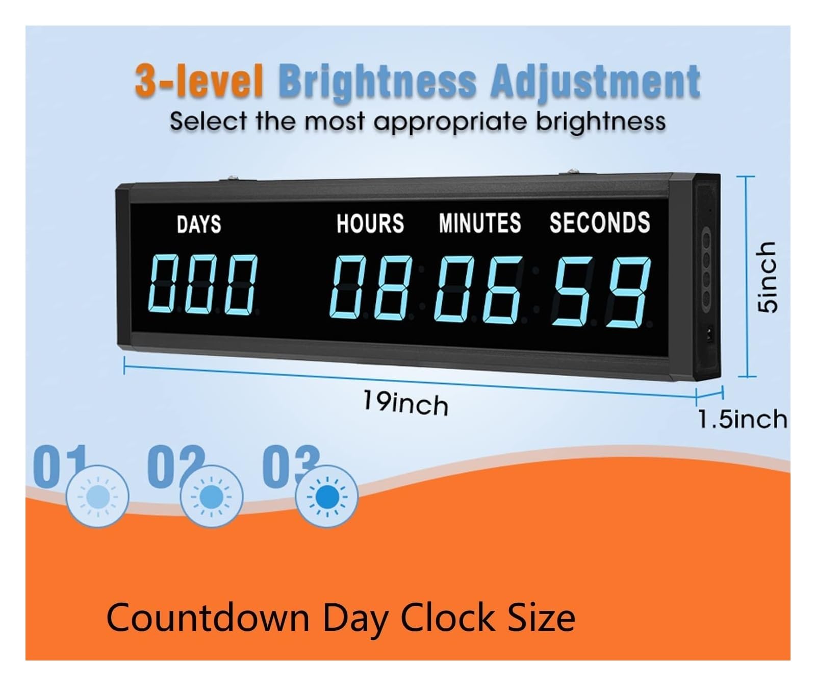Timer Sport Horloge bleue de 1,8pouces à 9chiffres avec compte à rebours et compte à rebours avec événement de Noël à distance