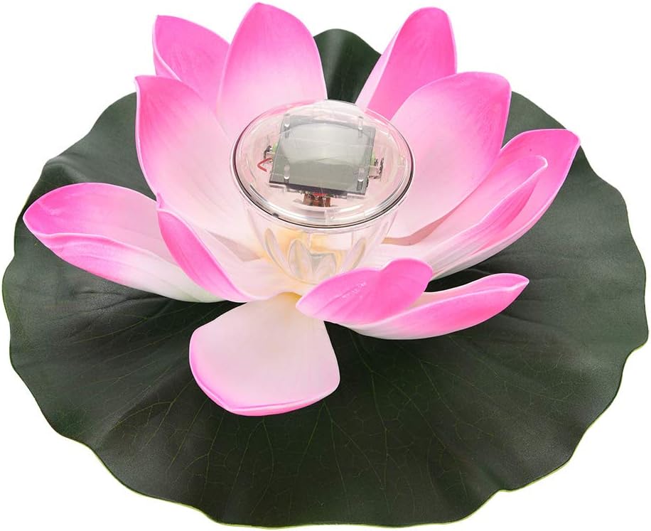 KOSDFOGE Solar Powered Multi Colored LED Lotus Flower Lamp, RGB Water Resistant Outdoor Floating Pond Night Light, Waterproof Changing Waterproof for Garden Pool Party Gift(Colorful pink)