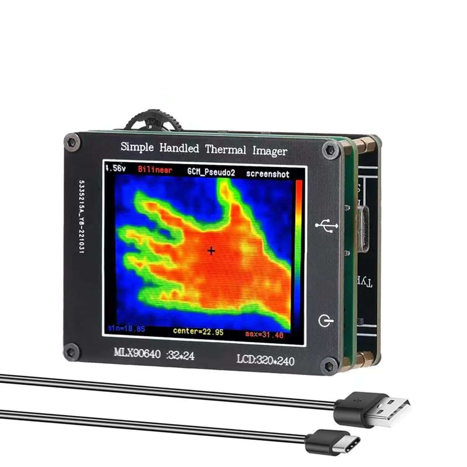 RANRAO Cámara de imagen térmica con resolución IR de 320 x 240 píxeles, con pantalla TFT de 2 pulgadas, carga USB-C simple cámara térmica de mano