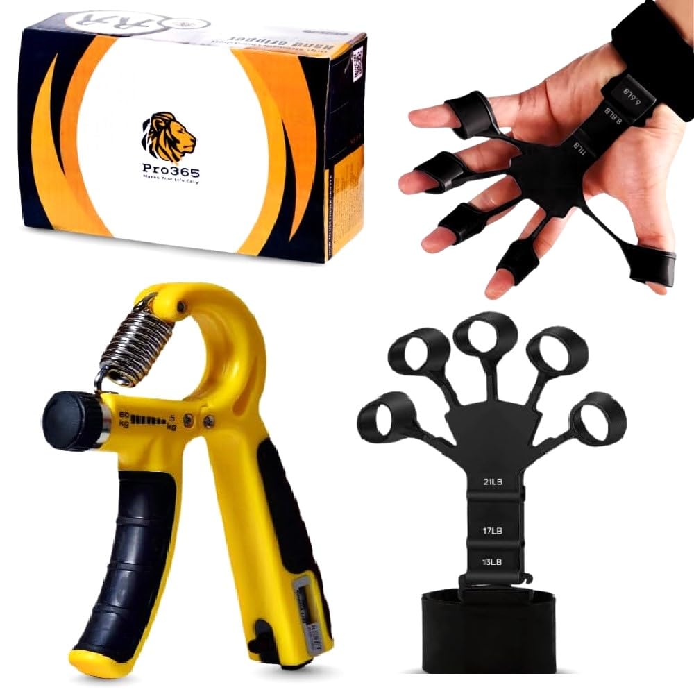 PRO365 Premium Hand Gripper Combo | Full Set for Forearms, Viens, Fingers | ABS Compound Material | Accurate Counter Meter | Finger Grippers | 1 Year Brand Warranty |