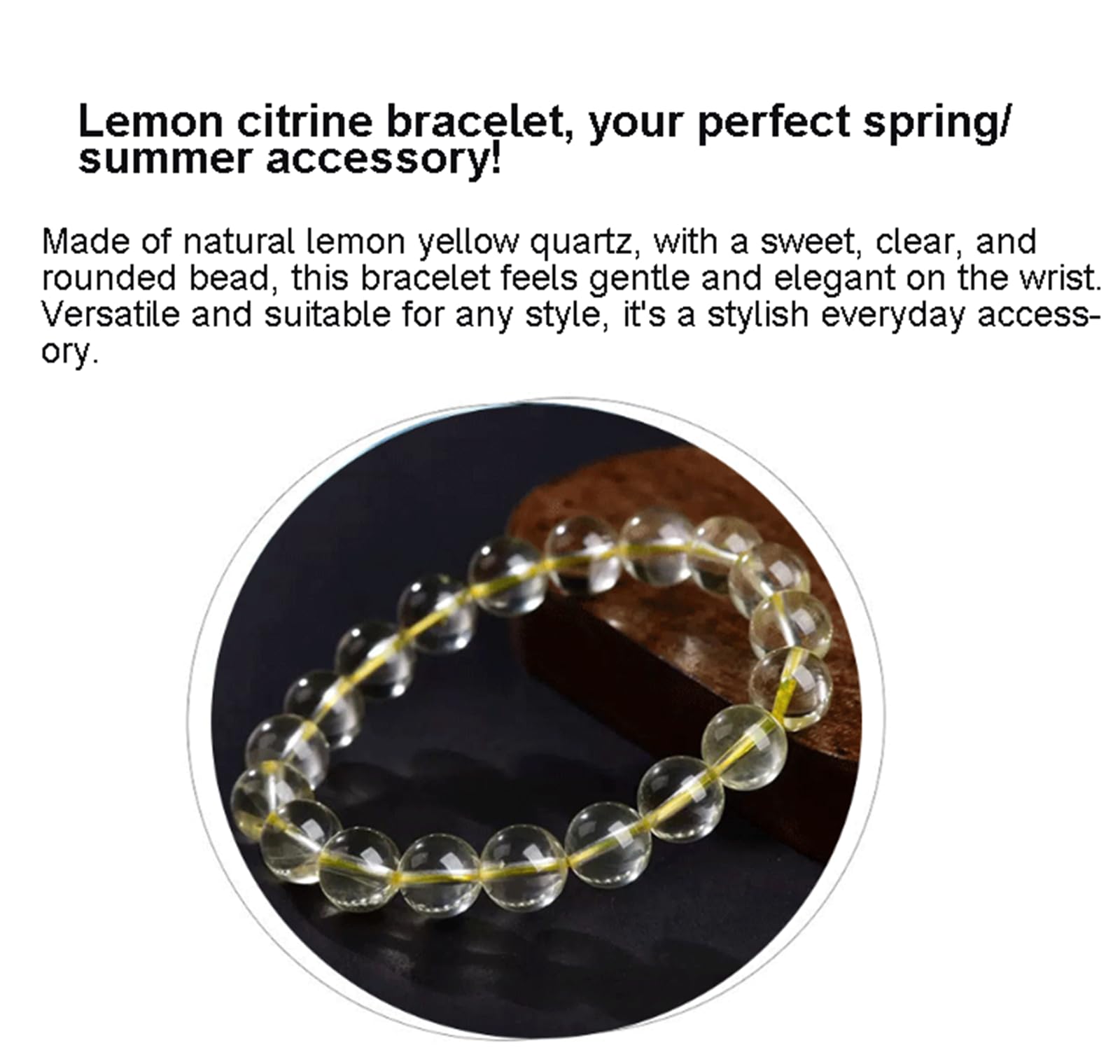 Bracciale con Pietre preziose curative Naturali, Perle di citrino | Braccialetti di quarzo giallo portafortuna, braccialetti elasticizzati con perline fatti a mano, gioiello regalo