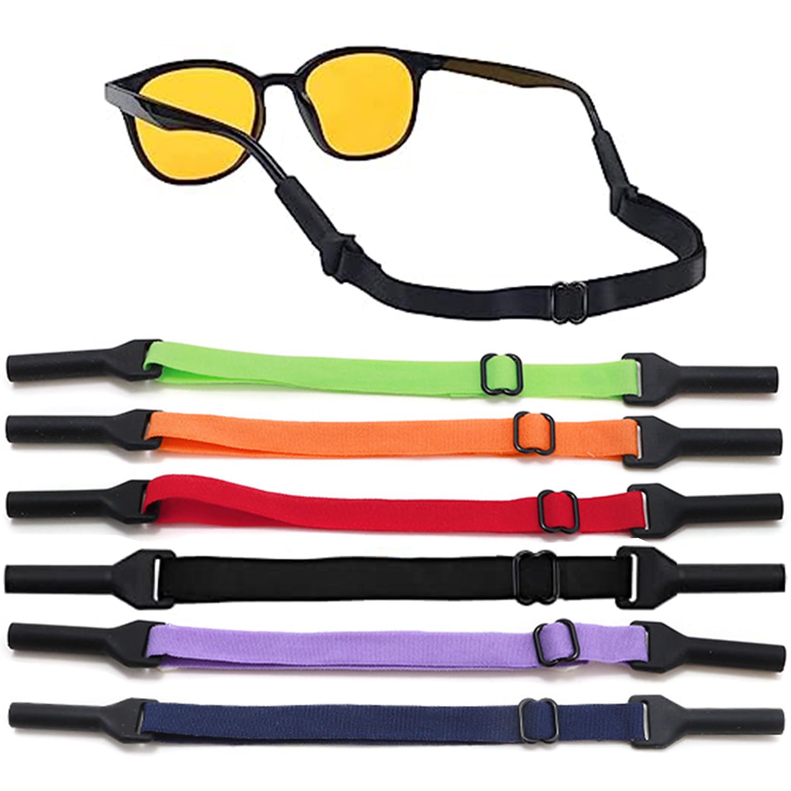 FVIZALGlasses Strap,6pcs Adjustable Glasses Straps Silicone Sunglasses Strap Non-Slip Eyewear Retainer Glass Cord Glasses Holder Lanyard Eyeglasses Universal for Reading Sports Outdoor