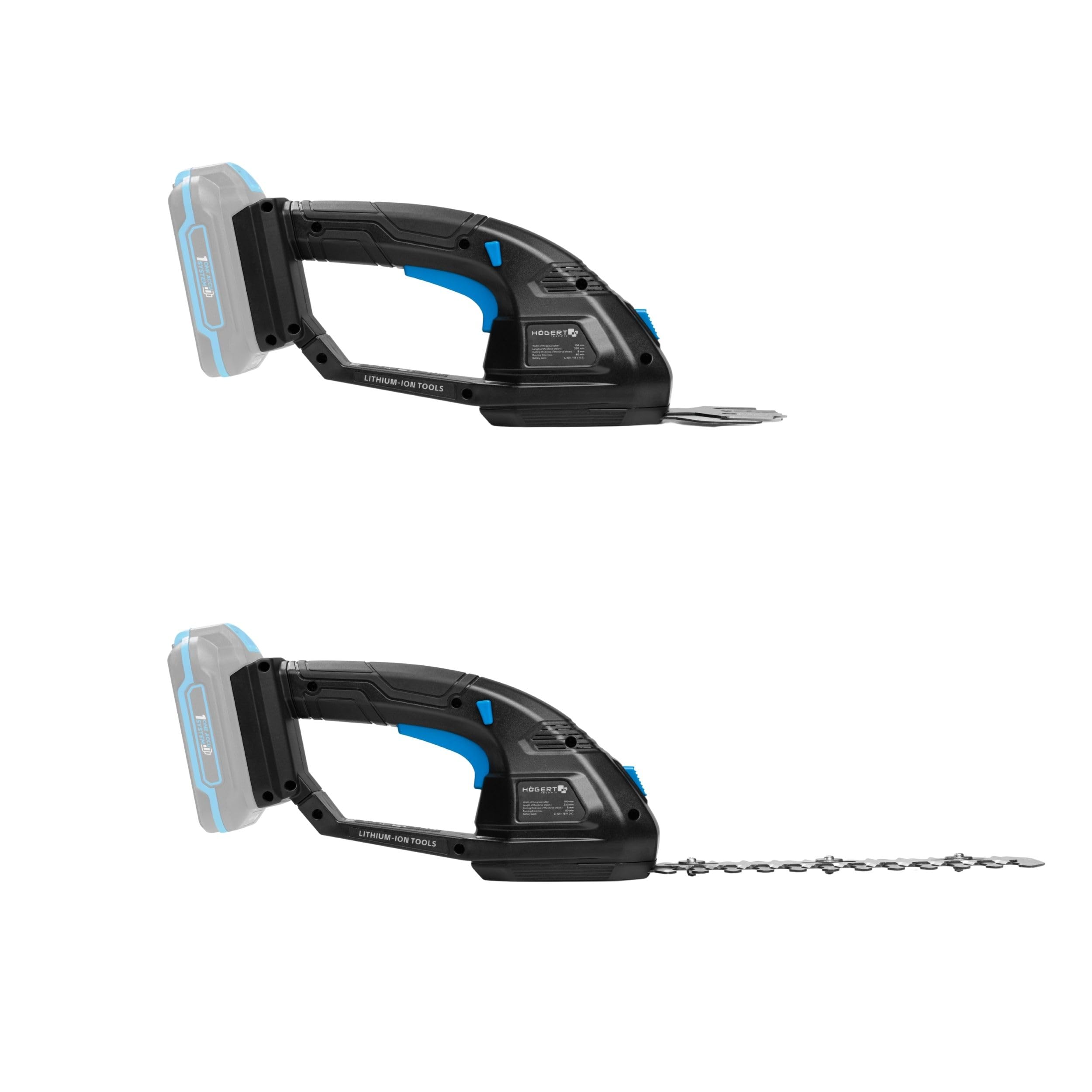 HÖGERT TECHNIK Cisaille à Gazon et Taille-buisson sans Fil 18V, cisaille de Jardin pour Bordures de pelouse, Taille de Forme, Entretien des buissons et des Haies, sans Batterie