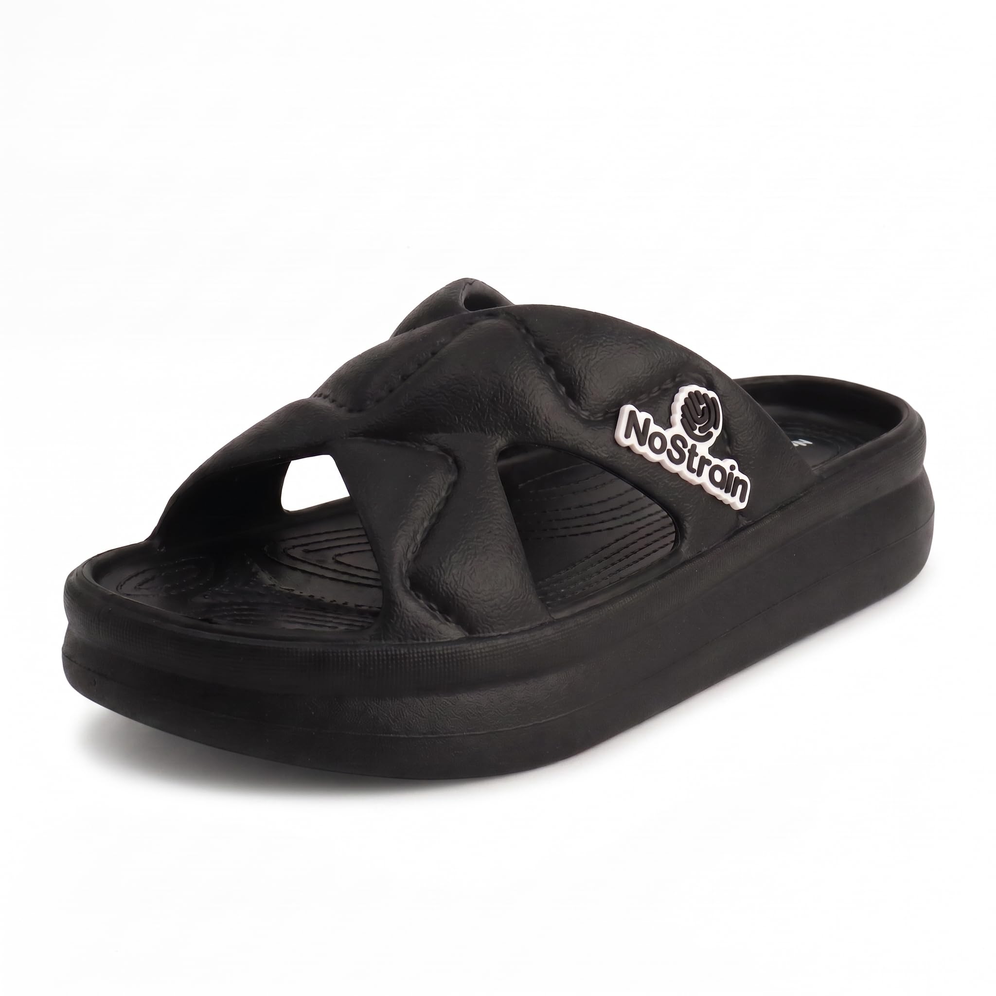 NoStrain Waterproof Sandals for Women - Comfortable Cross Strap Flat Sandals | Casual Daily Wear & Rainy Sandals for Ladies | Soft Foam Water Resistant Footwear