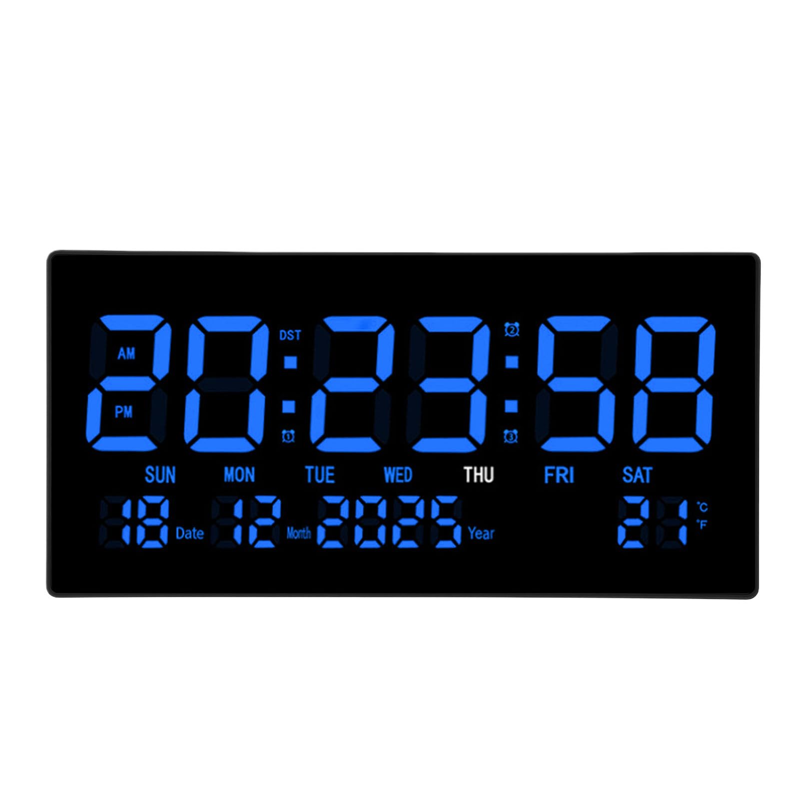 Asixxsix Reloj de Pared Digital LED Pantalla Grande Calendario Silencioso