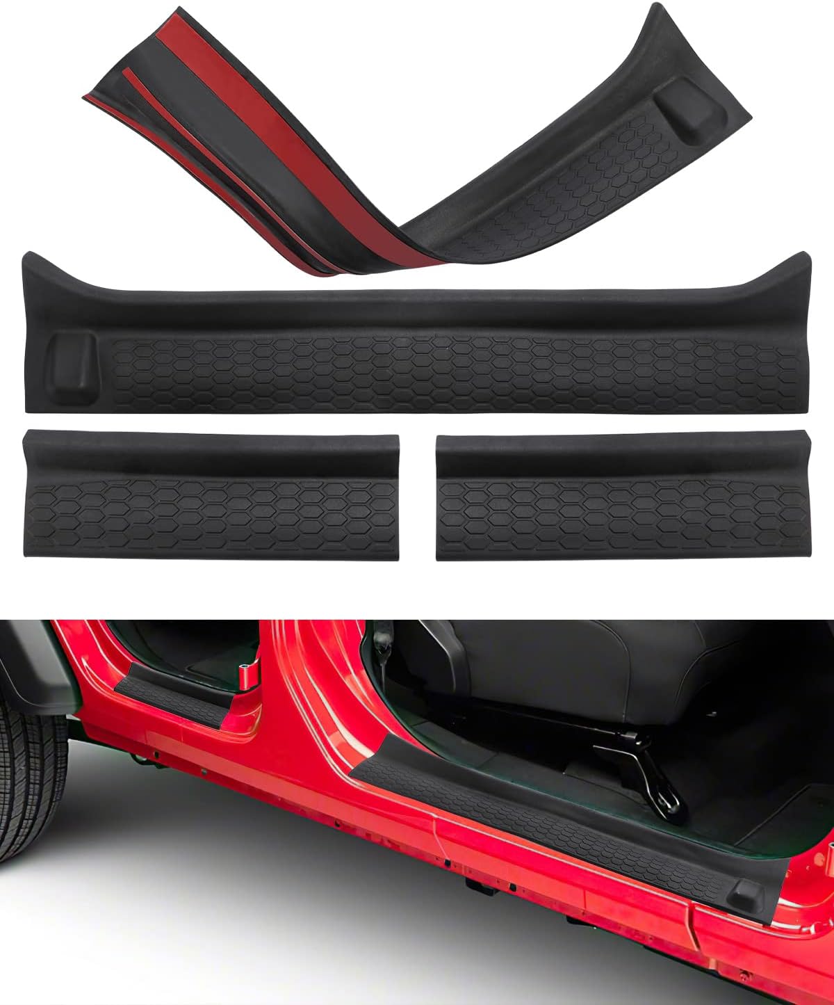 Black Rubber All-Terrain Door Sill Entry Guard Kit for Gladiator JT & Wrangler JL