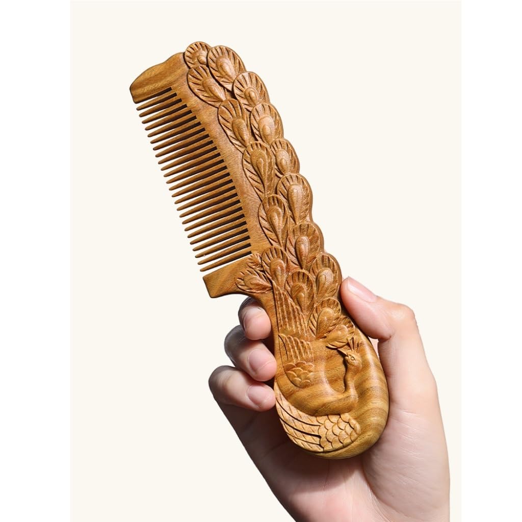 Kamm Langer Haarkamm aus massivem Holz, Haarmassagegerät, Badezimmerkamm, Herren-Bartpflege, Friseursalon-Stylingkamm Kämme