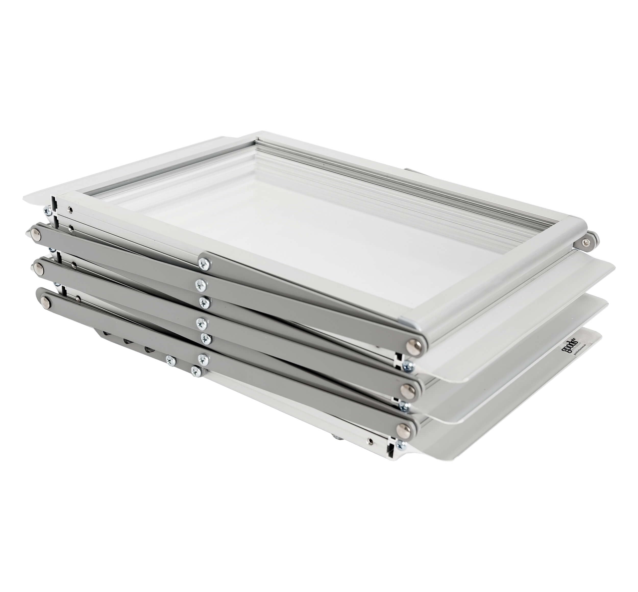 Prospektständer silber faltbar inkl. Tasche DIN-A4 | Katalogständer Zeitschriftenständer Broschürenständer Displayständer Z-Form, klappbar für Messen, platzsparend tragbar