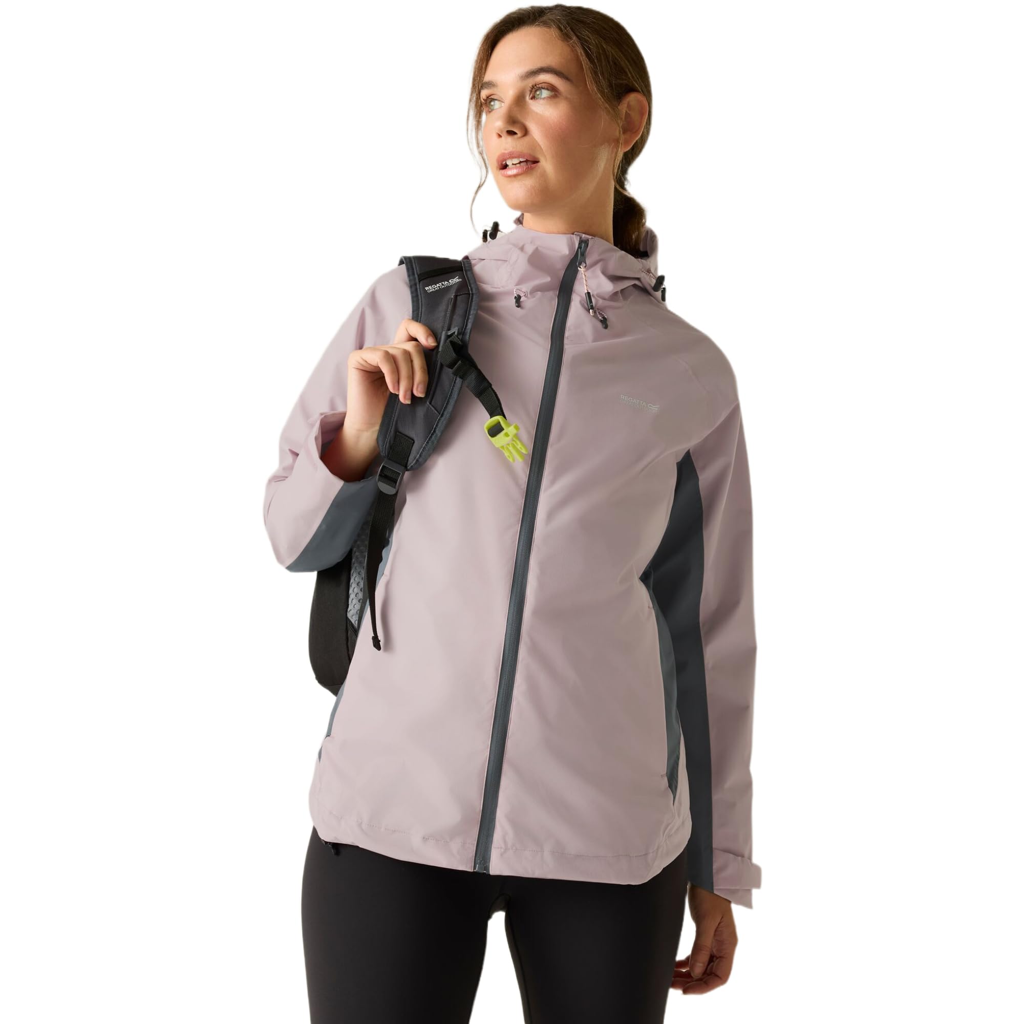 Regatta Women's Pale Lilac Frina Panelled Hooded Walking Waterproof Jacket In | Size: 10