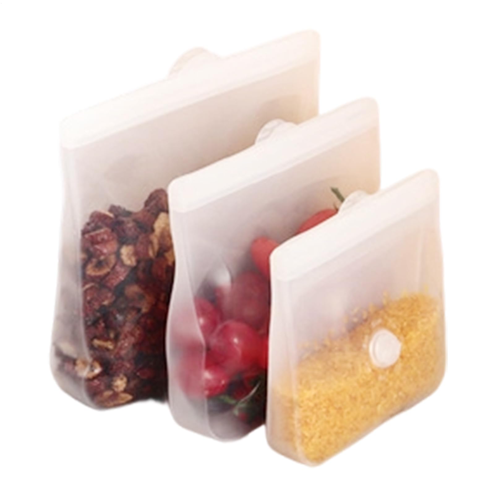 Bolsas Reutilizables para Snacks 3 Bolsas de Almacenaje de Silicona | Aptas para Microondas para Preparar Comidas, Viajes, Carne, Queso, Verdura, Fruta