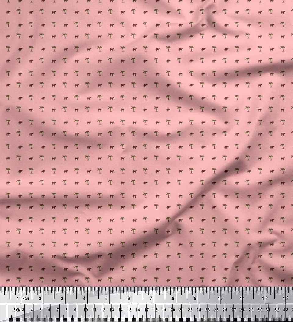 Soimoi Lightweight Georgette Fabric - 42" Wide Viscose, Printed, Sheer & Breathable for Dressmaking and Crafts - Animal Pattern - Light Pink Salmon