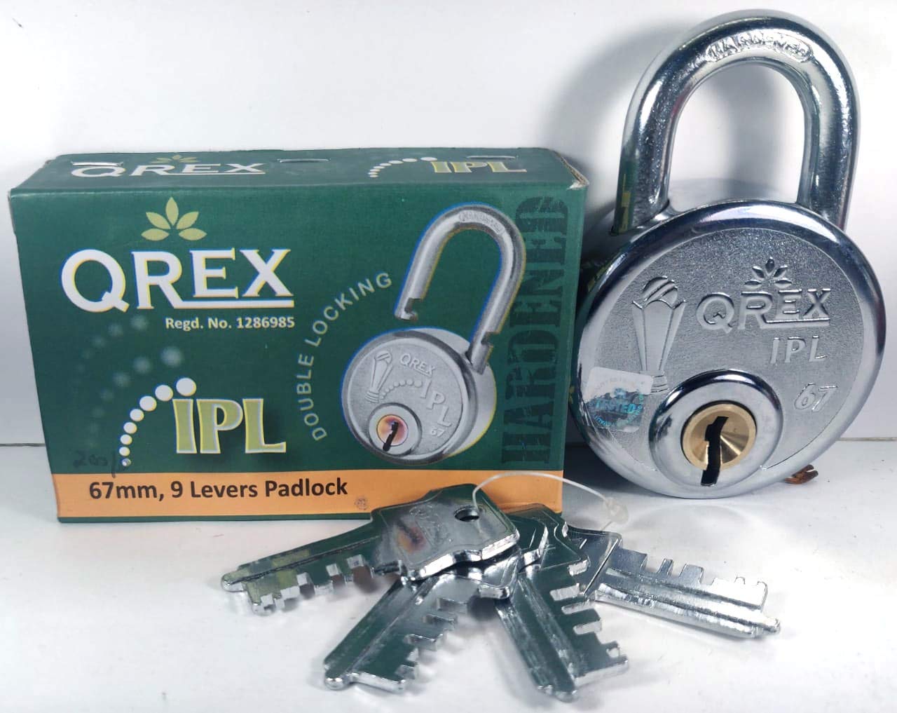 Qrex Steel Double Locking 9 Lever Lock with 4 Keys (67 Mm, Silver)-image-16