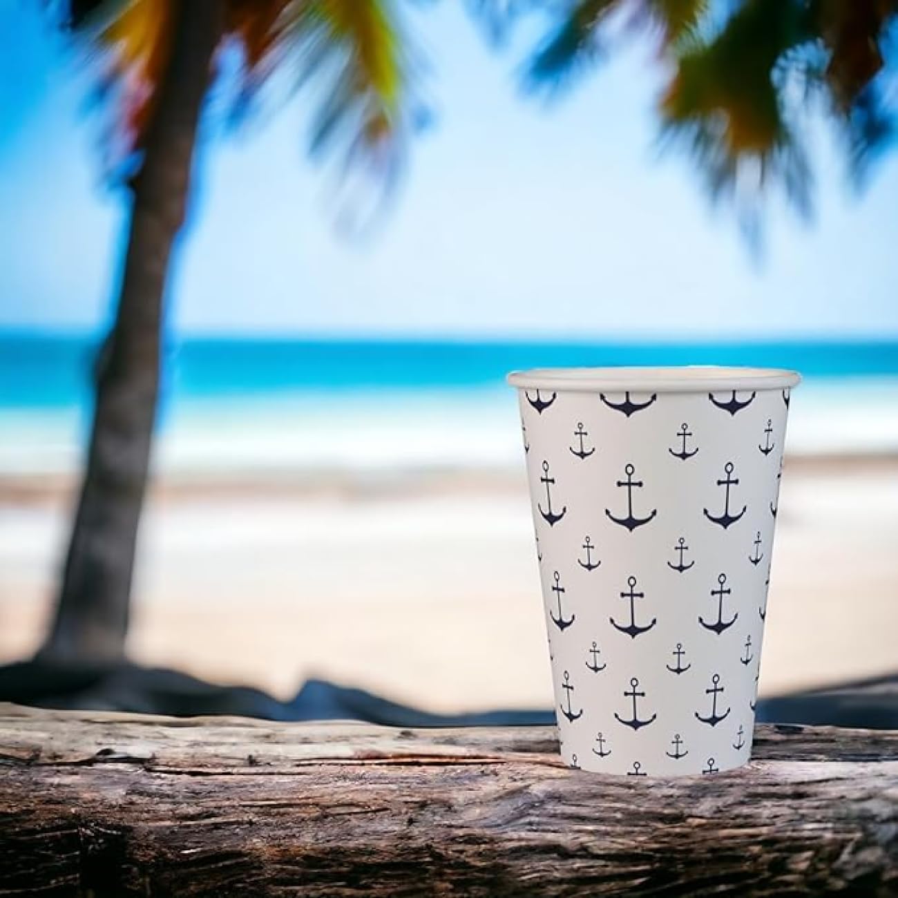 Gobelets en papier compostable jetables 200 ml recyclables verres biodégradables jetables pour boissons chaudes et froides Lot de 500 et 2000 pièces (500, ancre bleu)