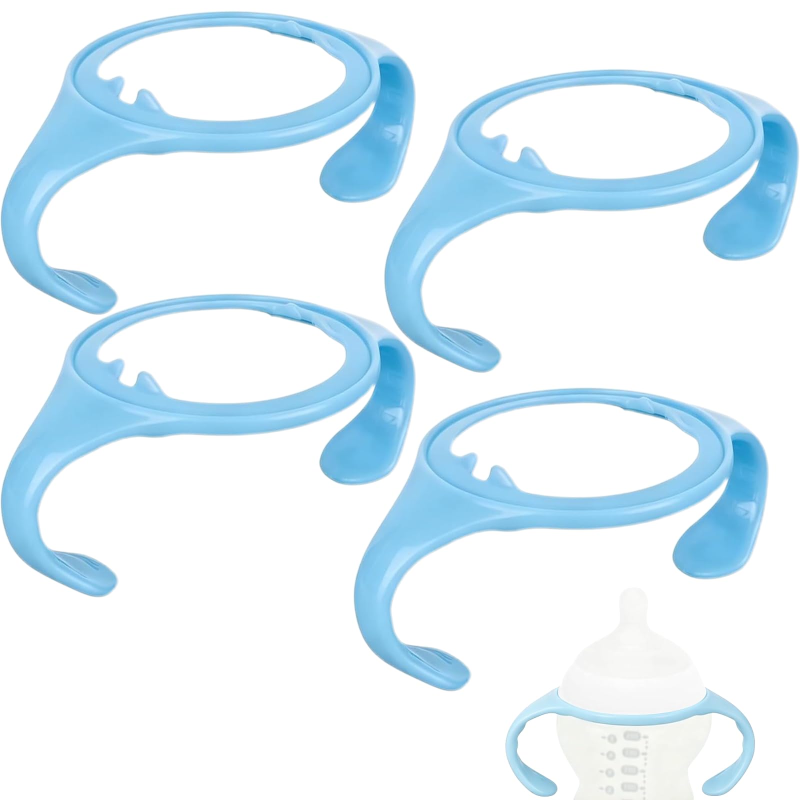 Baby Bottle Handles Holder for Tommee Tippee, Ergonomic Non Slip Grip Replacement Tomee Holder for Newborn Bottles Accessories Part (4 PCS (Blue))
