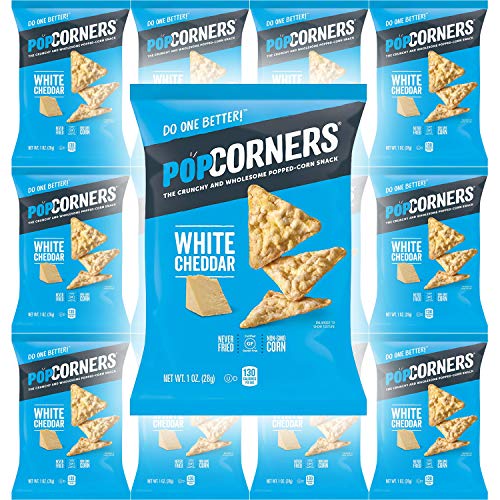 Popcorners White Cheddar Feel Good, Gluten-Free Snack, 1oz Bag (Pack of 12, Total of 12 Oz)