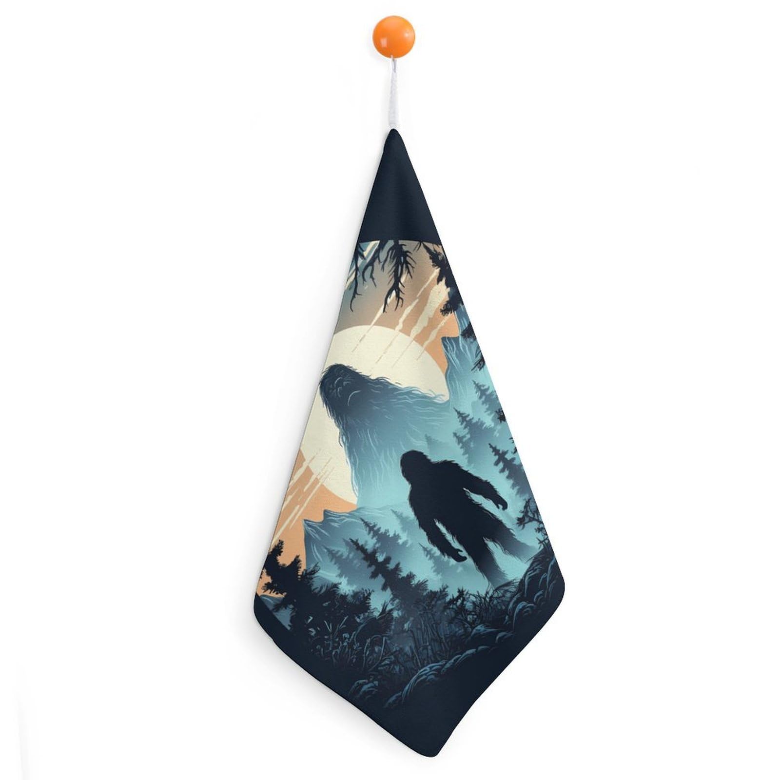 TXFBTRFSA Sasquatch Bigfoot Hand Towels with Hanging Loop Kitchen Towel Handkerchiefs Cleaning Cloths