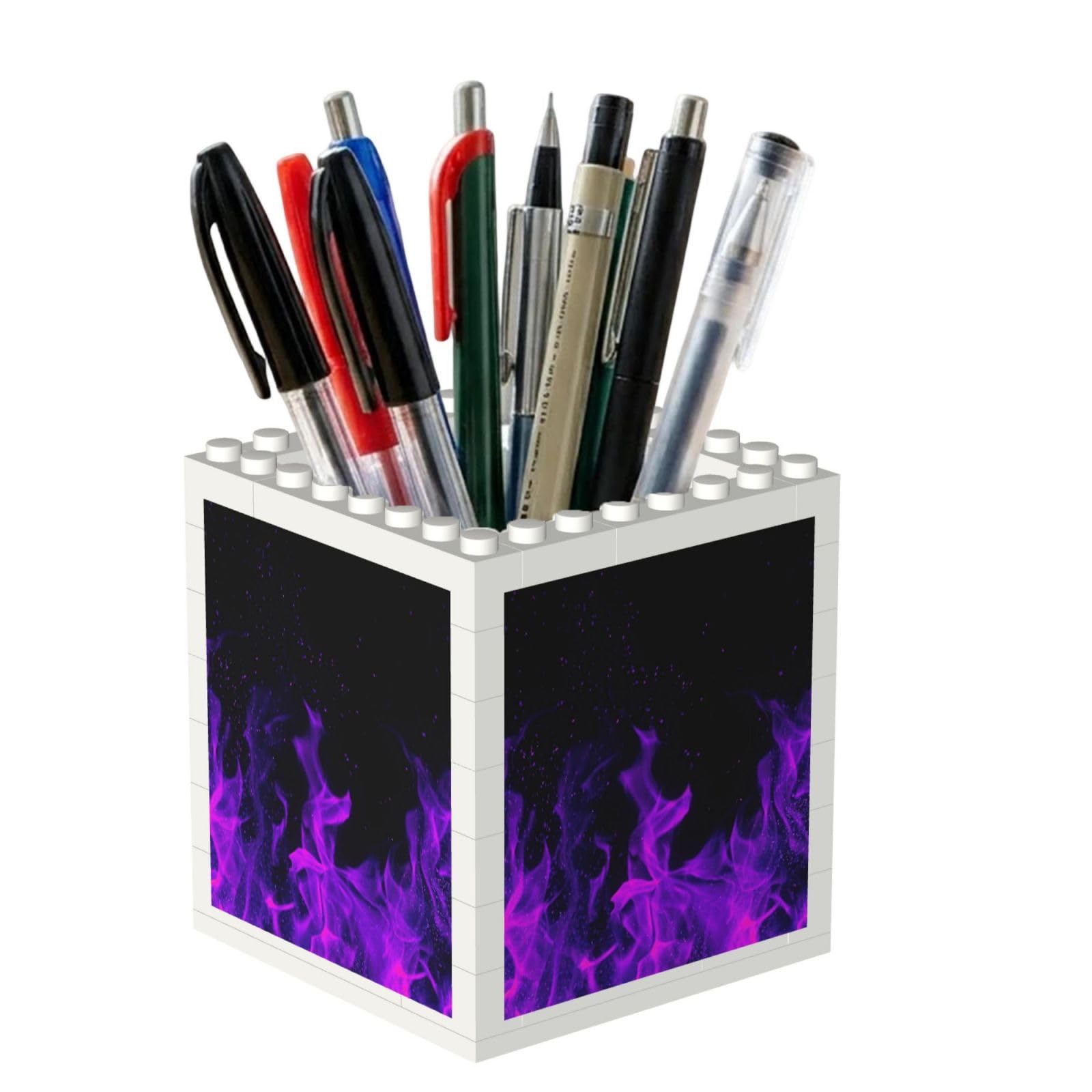 Poadnly Purple Flame, Pen Pot Pencil Holder for Office Home School, Compact Desk Organiser for Office Stationery