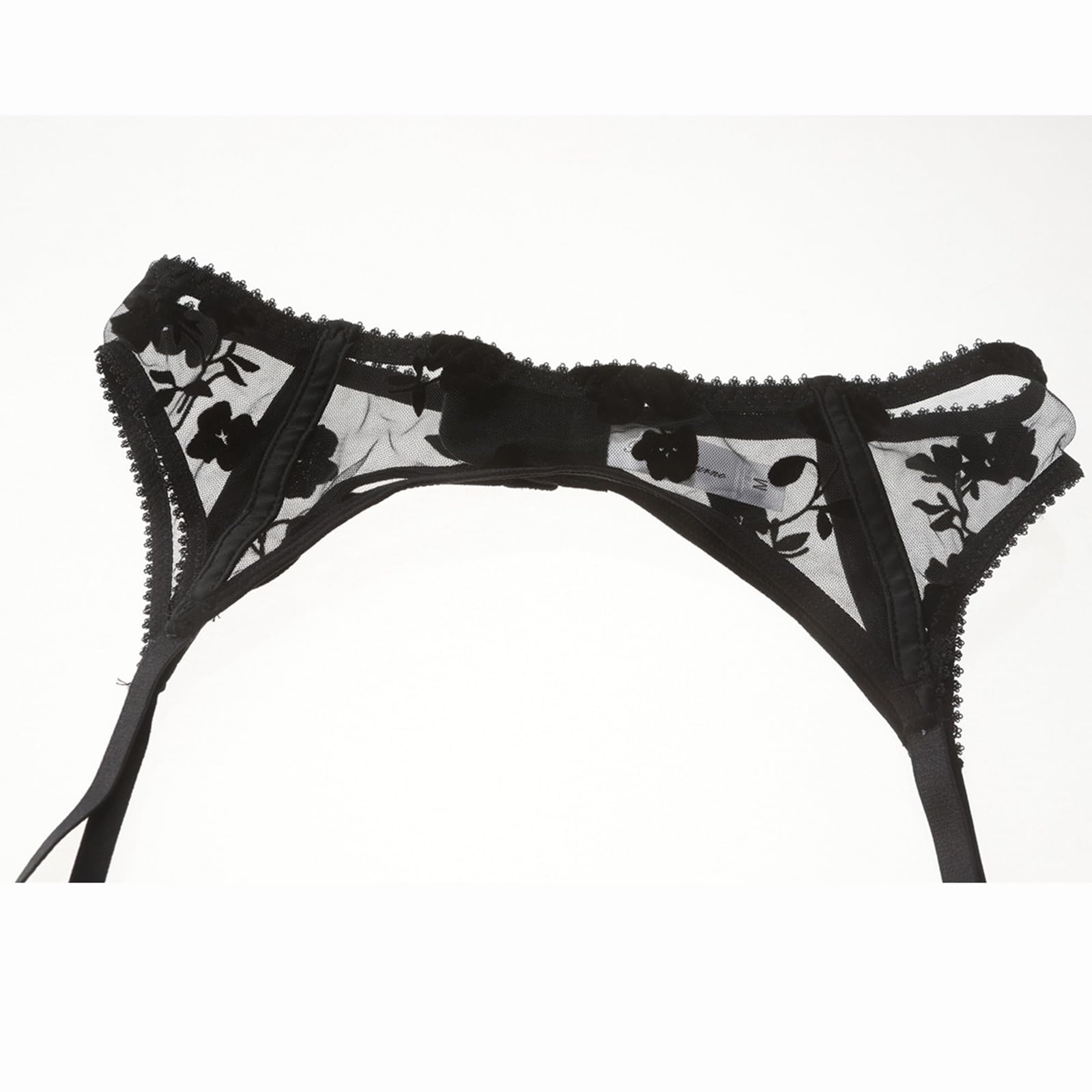 Donne Pizzo Reggicalze Plus Size Garter Belt Sexy Lingerie Set con 4 Cinturino per Calze, Nero, Bianco(Schwarz,M)