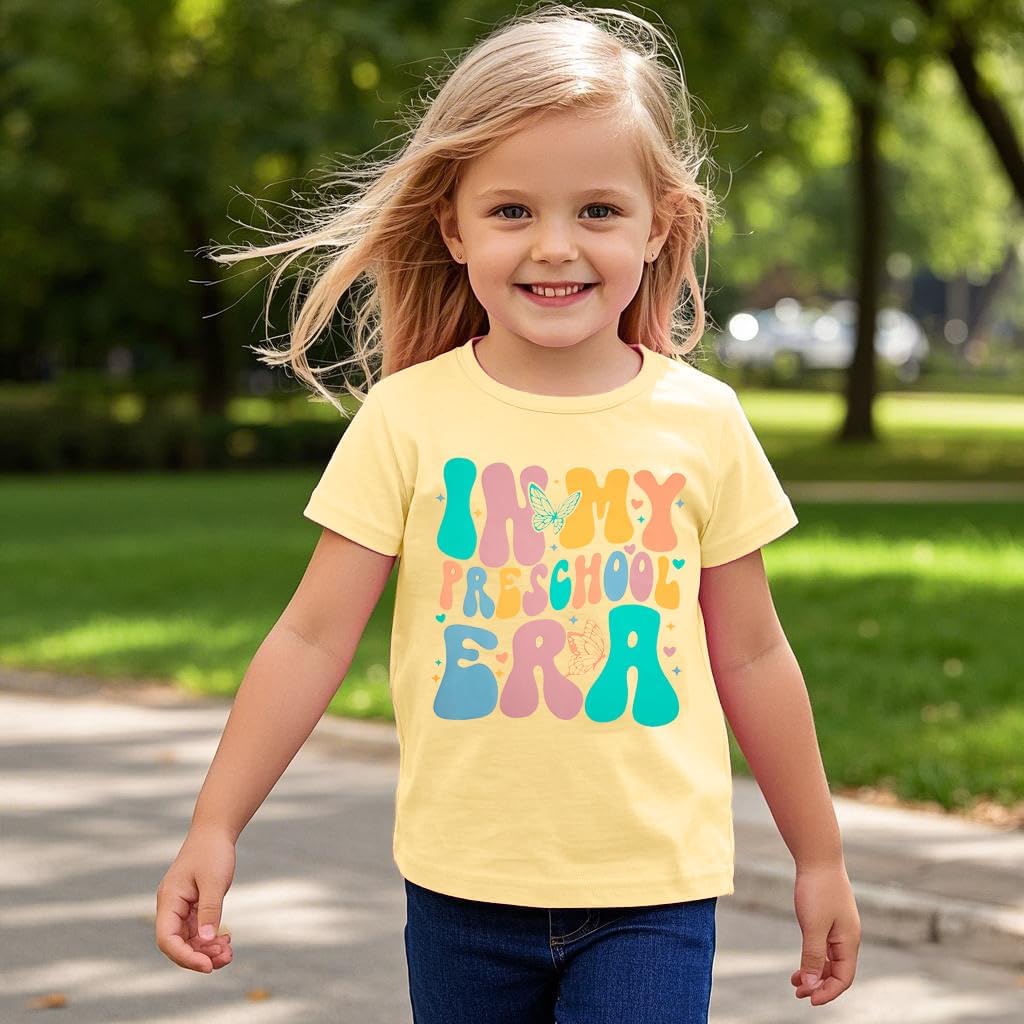 Toddler First Day of School Shirt Boys Girls in My Preschool Era Shirts Cute Graphic Crewneck Short Sleeve Tops