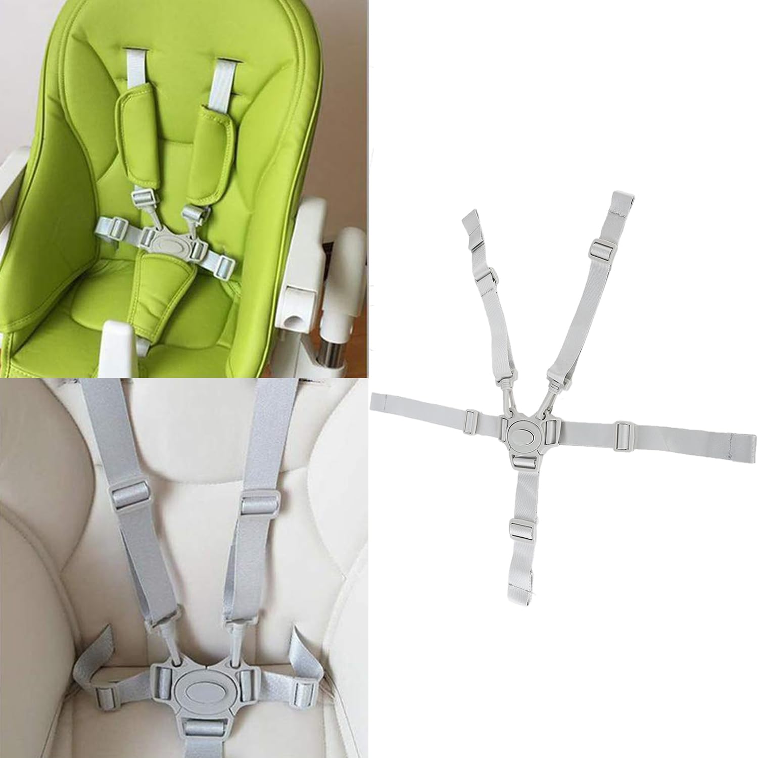 X springHigh Chair Straps, Adjustable 5 Point Harness Car Seat Baby Safety Strap Belt, Universal High Chair Baby Seat Security Belt Replacement for Children Kid Pushchair, Pram Buggy and High Chair
