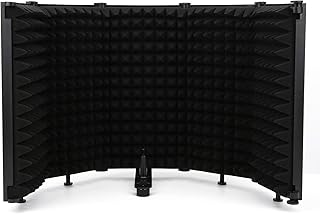 Dilwe Microphone Isolation Shield, Foldable Microphone Isolation Shield Sound‑Absorbing Cover Noise Reduction 5 Panel for Recording