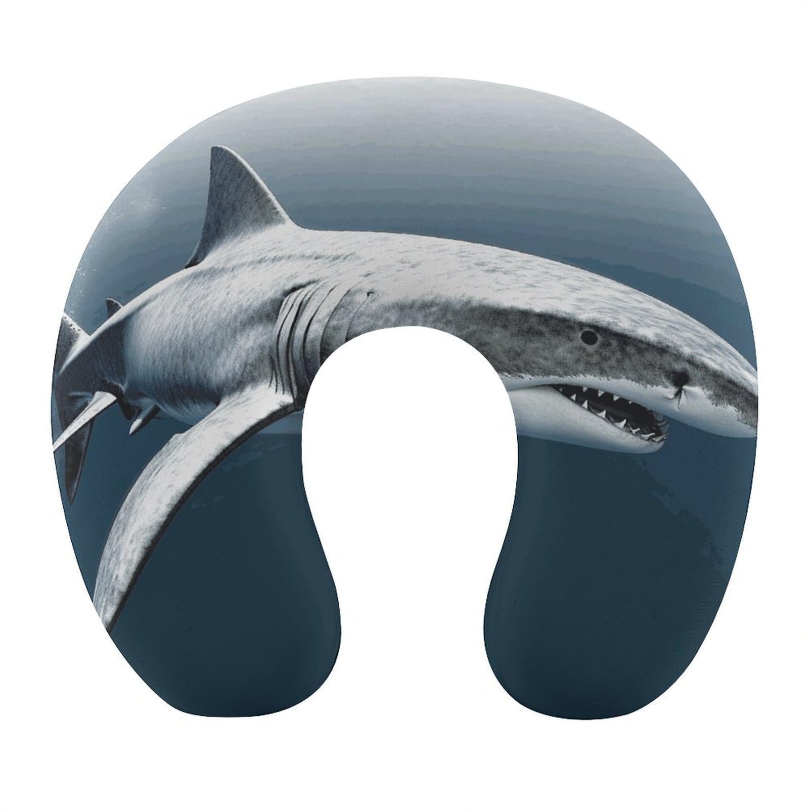 Btcowzrv Style 3D Shark Fish U Shaped Neck Pillow Travel Pillows