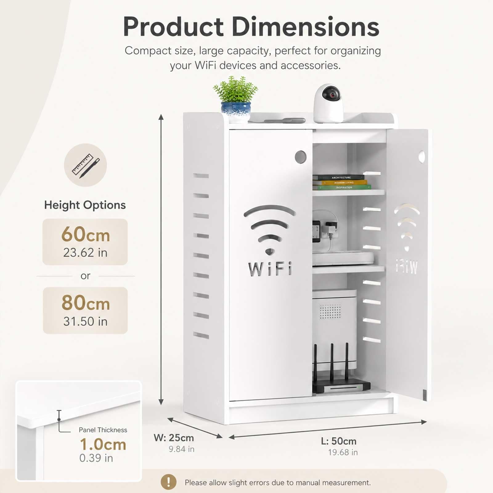 Armadietto Portaoggetti Per Router WiFi, Scatola Portaoggetti Da Pavimento Per Modem, Mobile Rete Con Ripiani Regolabili, Copricavi Ventilato Per Casa Ufficio Soggiorno Camera(Brown,H31.5in/80cm)