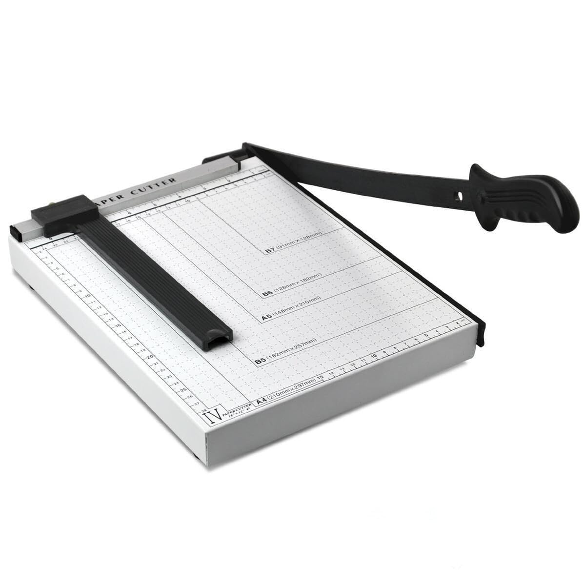 Taglierino per Carta A4 10x12 Pollici, Taglierino Manuale | Lama in Acciaio e Lega di Alluminio, Guida Standard Regolabile Blocco, Impugnatura Comoda e Stabile