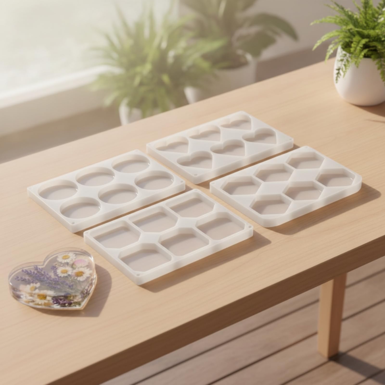 Molde de Resina Molde para Posavasos Molde para Bandejas Molde Decorativo con Cavidades Profundas y Esquinas con Orificio para y Almacenaje Adecuado