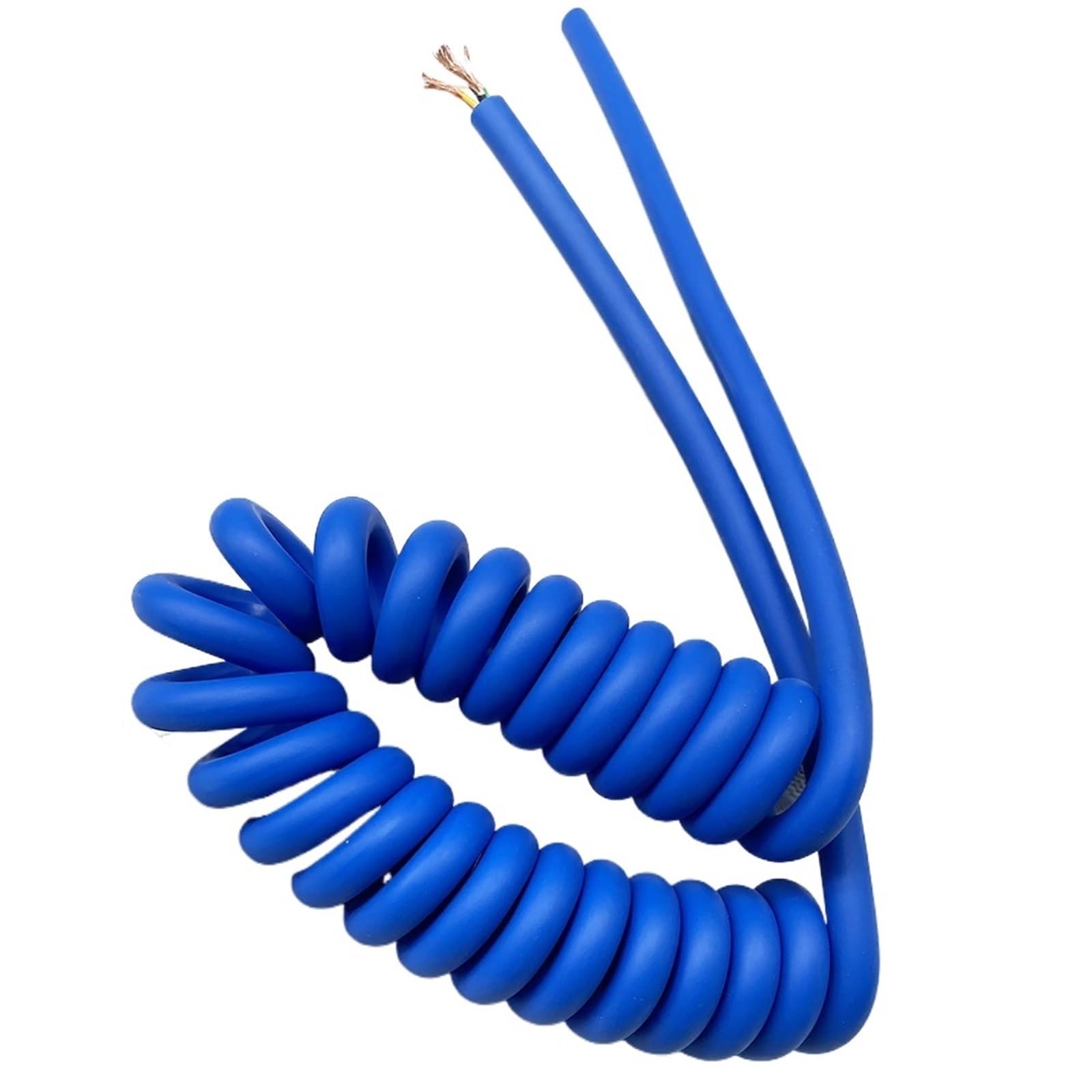 Câble spiralé en polyuréthane bleu à 5 conducteurs, 2 pièces, diamètre extérieur 6 mm, longueur 16 cm, connexions mécaniques étirer souple