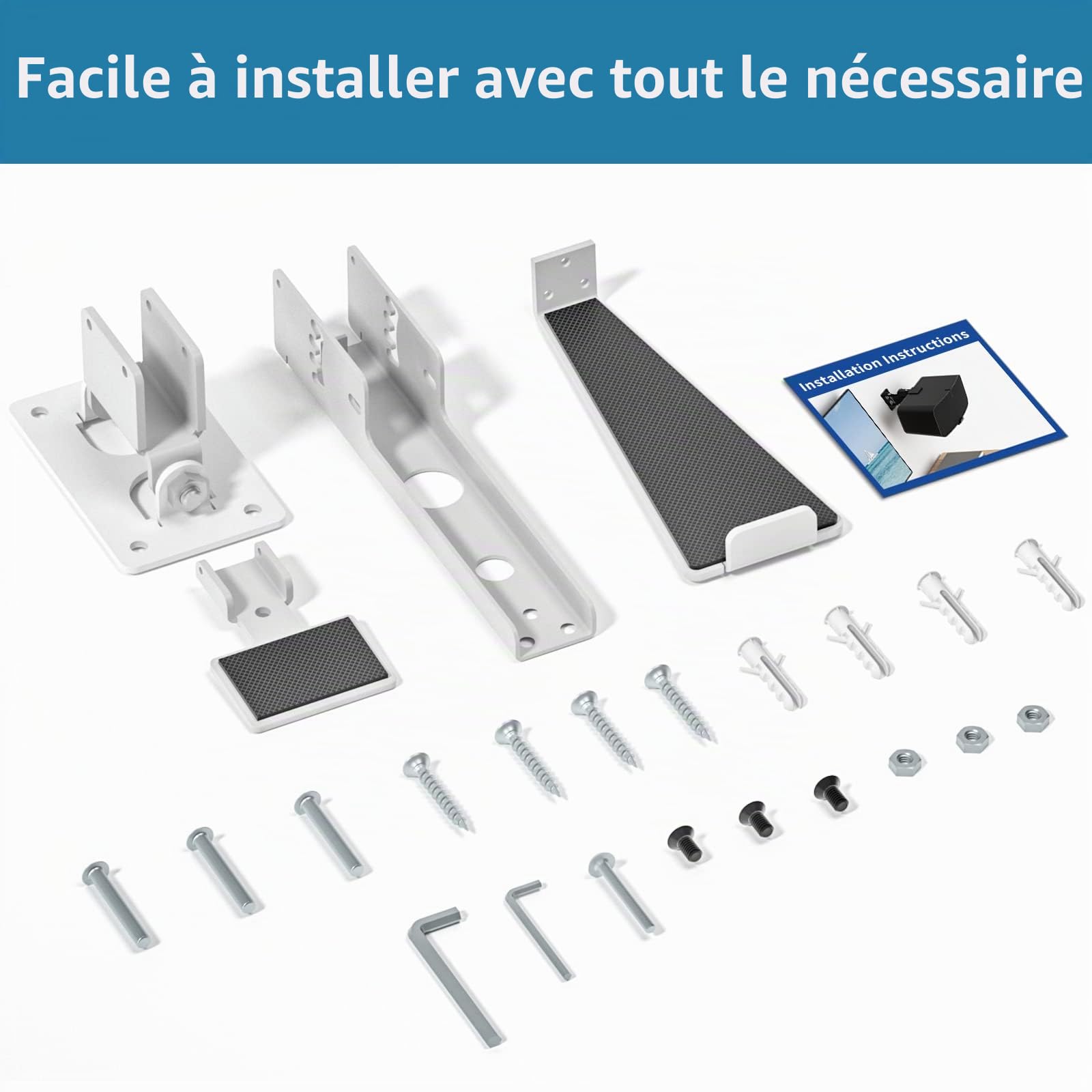 Support Mural Robuste pour Haut-Parleur Sonos Five & Play 5 Gen 2 - Inclinaison et pivotement réglables - Blanc
