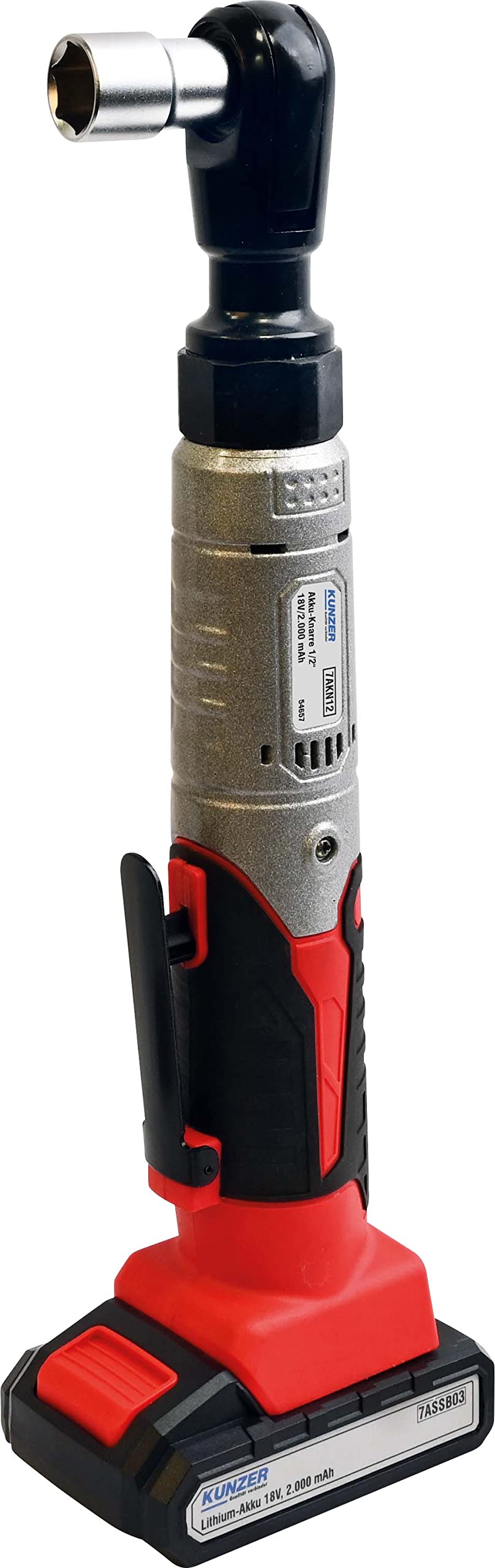 KUNZER 7AKN12 grzechotka akumulatorowa – napęd 1/2", 75 Nm i 160 obr./min – w zestawie akumulator 18 V, stacja ładująca i walizka do przechowywania