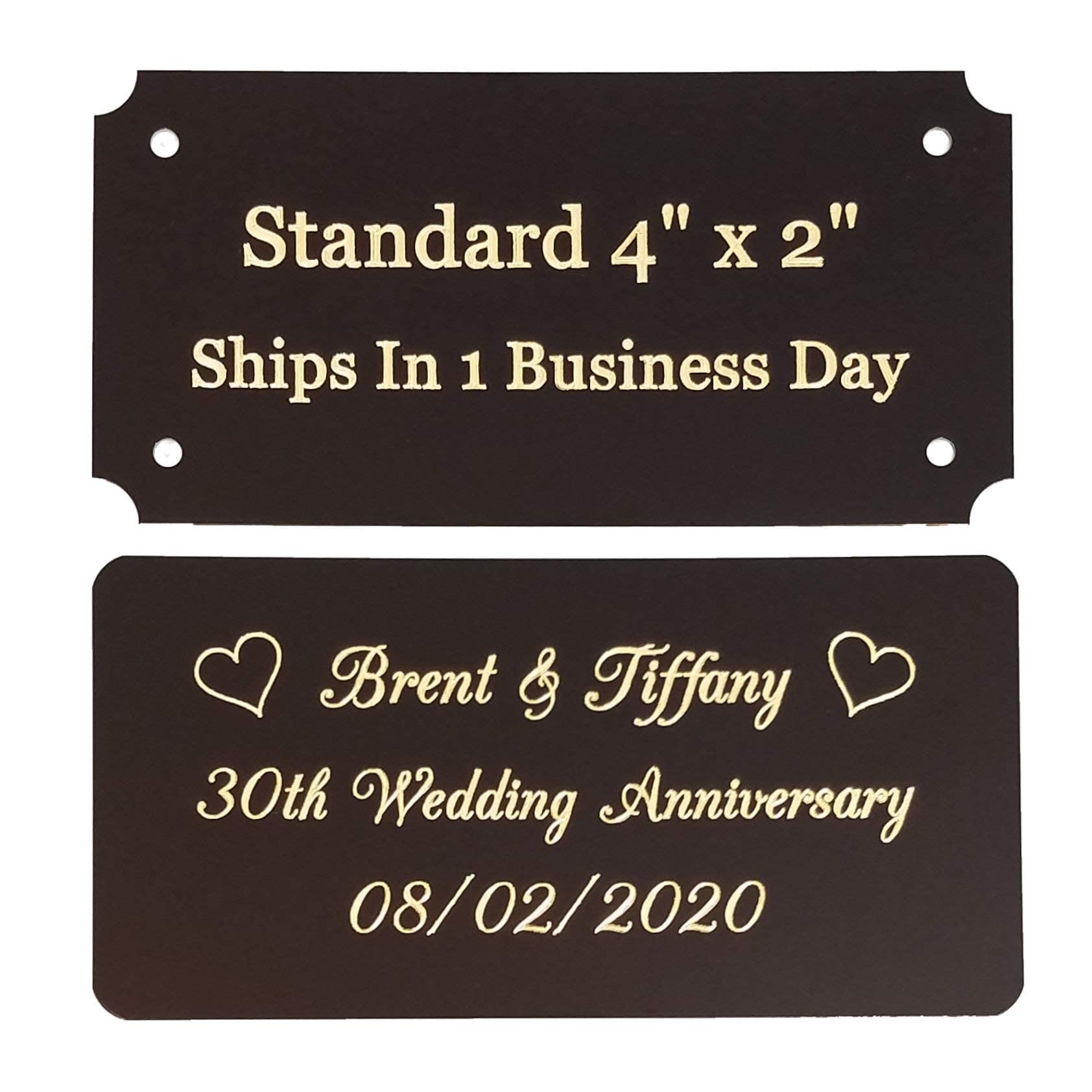 Buy 4" W x 2" H Custom Engraved Brass Name Plates with Adhesive, Made