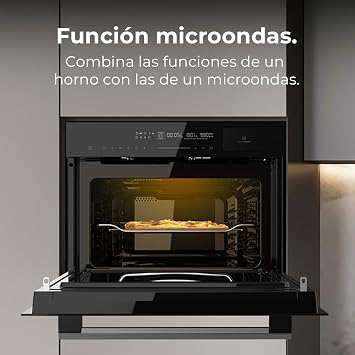 Cecotec Bolero Hexa MWS704500 Glass Black Integrable Microwave Oven 60 x 45 cm. 3000W, 50L Capacity, 20 Functions with Full Steam, Eco Mode, Defrost, Steam EasyClean, Electronic Timer