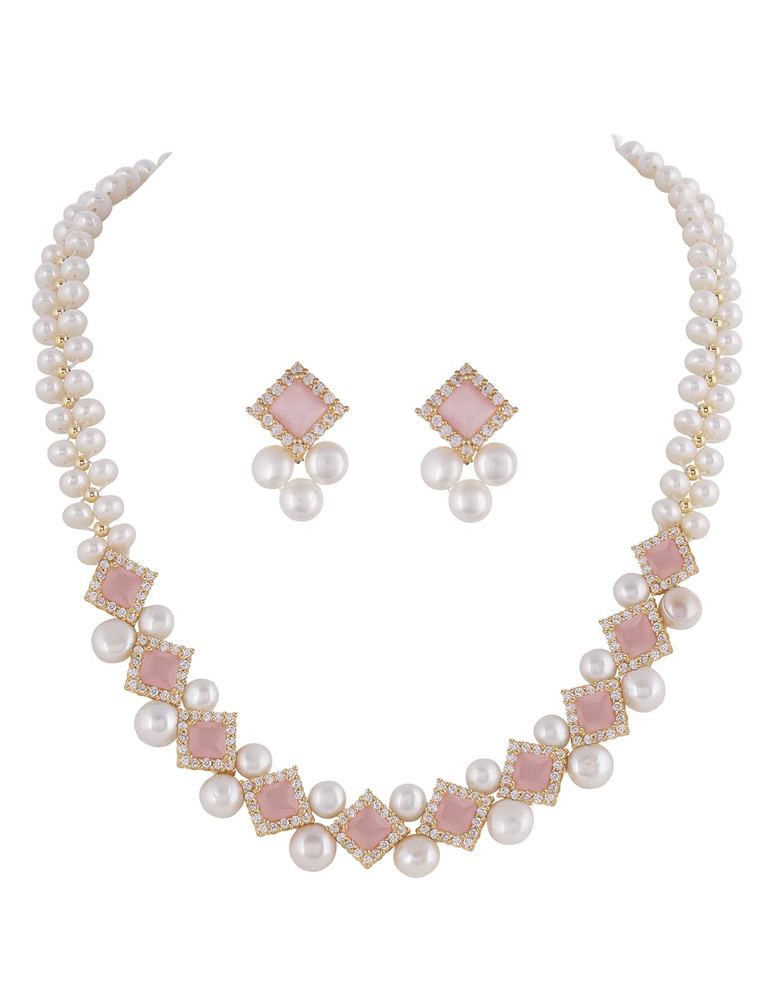 Hyderabad Jewels Real Natural Fresh Water Pearls Necklace Set For Women Girls (PINK) (B09RH4CBNH) Amazon Price History, Amazon Price Tracker