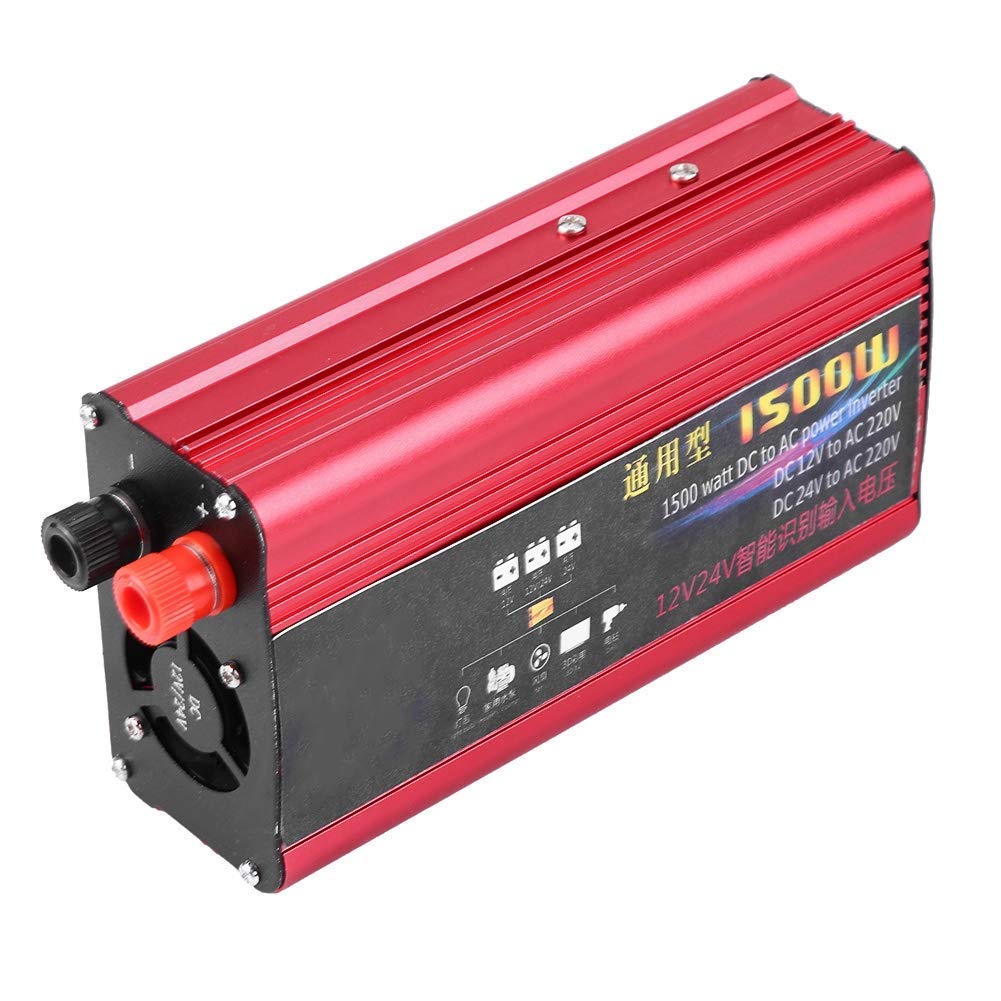 Invertidor de Potencia de Coche de 1500W, Cargador USB, Adaptador de Onda Modificada, 12V/24V a AC