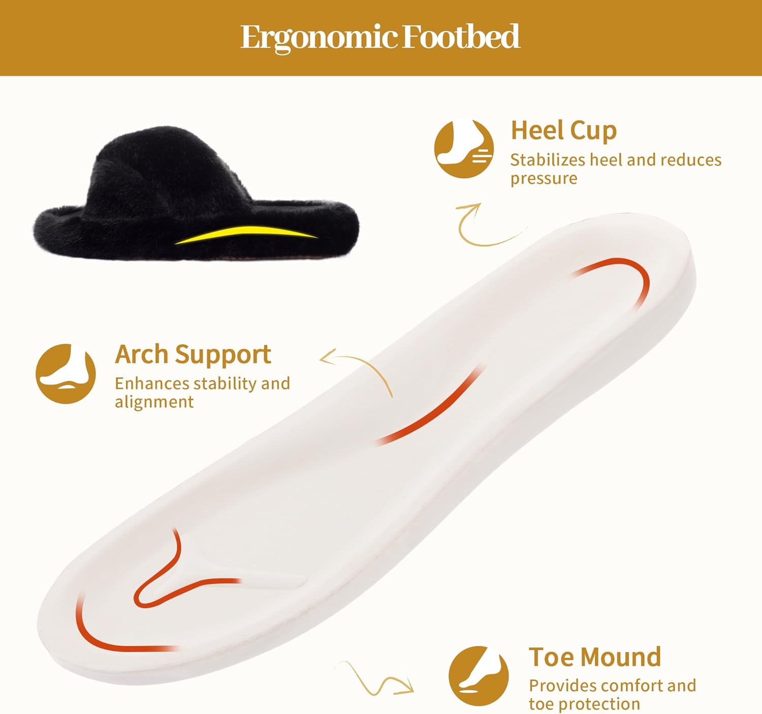 RockDove Womens Furrie Faux Fur Slide Slippers Arch Support Memory Foam Non Slip Indoor Outdoor Washable Gift Ready - Image 3