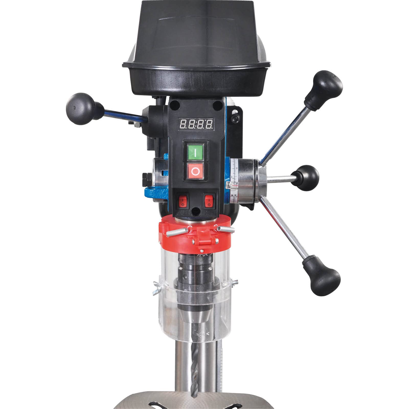 Scheppach Profi Säulenbohrmaschine DP18 (550 W, Gusseisen-Konstruktion, Standard stufenlose Drehzahlregulierung, Bohrfutter 16mm, Laser, LED)