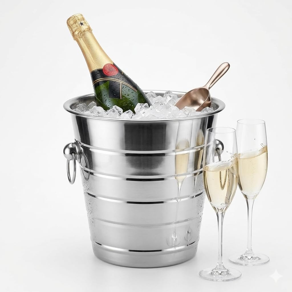 Acense Champagne Bucket, Stainless Steel, Silver